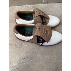 Callaway Golf by Nordstrom Women's White Brown Lace up Shoes SZ 7.5 M